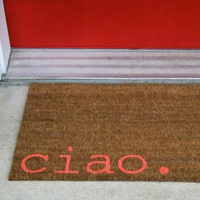 Witty Hand Painted Coir Welcome Mat - ciao. - Warm White