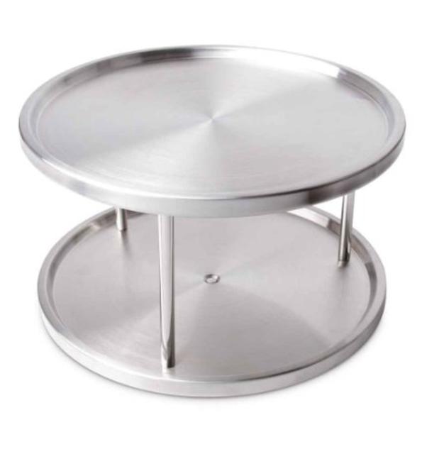 Ideas In Motion SSLS-12/2293 2-Tier Revolving Lazy Susan Trays, Stainless Steel