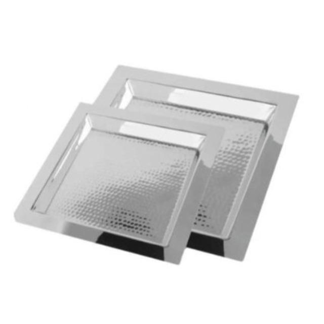Eastern TableTop 5411H "Brooklyn" Tray 11" Square Hammered Stainless Steel