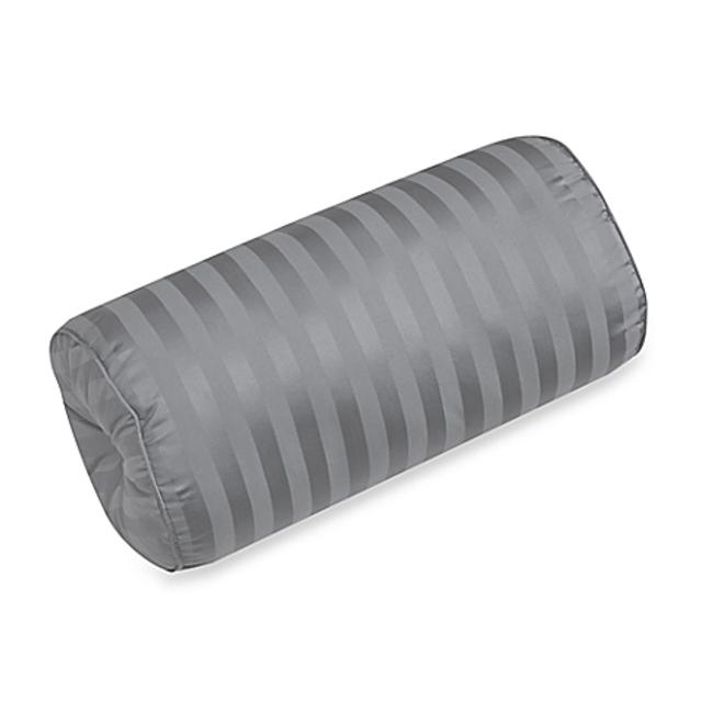 500-Thread-Count Damask Stripe Bolster Throw Pillow in Grey