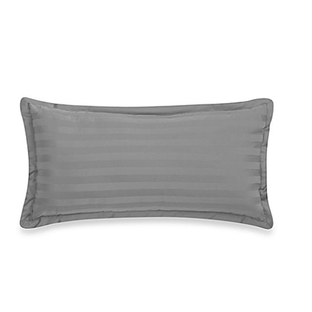 500-Thread-Count Damask Stripe Oblong Throw Pillow in Grey