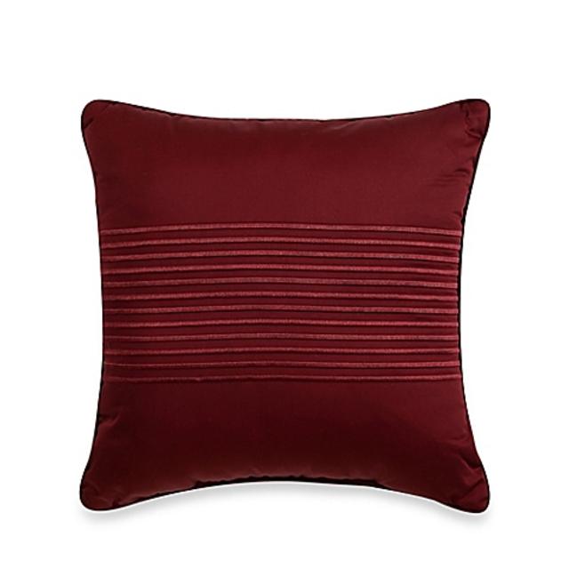 500-Thread-Count Damask Stripe Square Throw Pillow in Burgundy