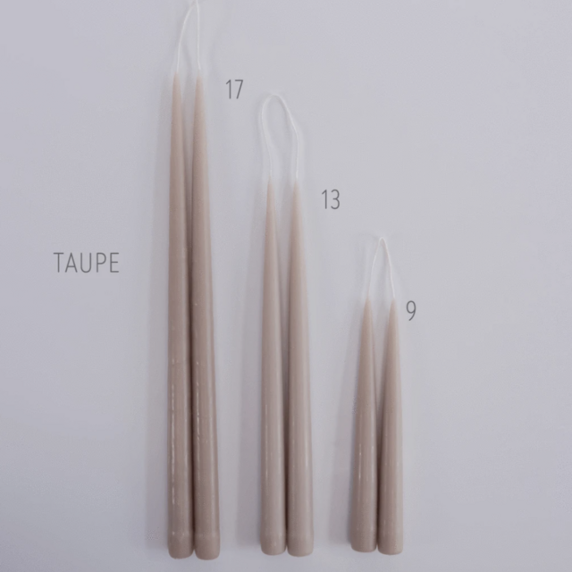 Hand Dipped Candle Pairs - Taupe - 13"