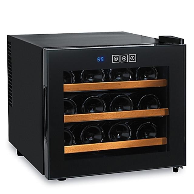 Wine Enthusiast Silent 12-Bottle Thermoelectric Wine Cooler in Black