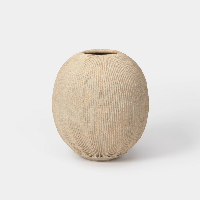 Fluted Vessel 02 Sand Stone Large