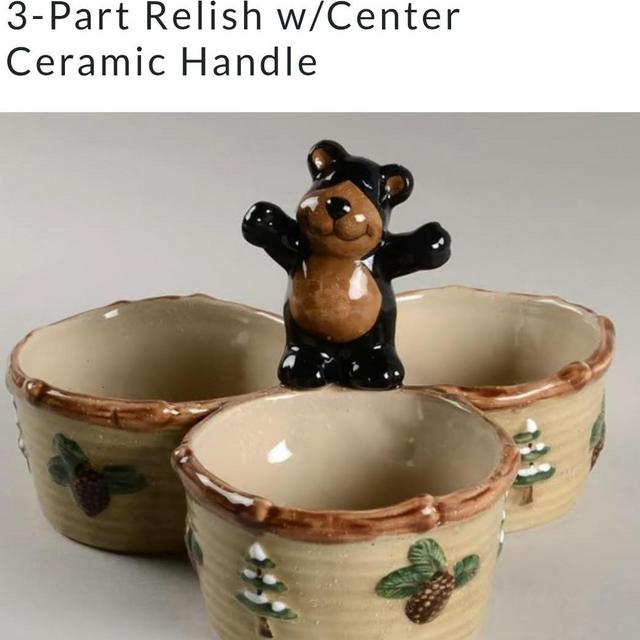 3-Part Relish w/Center Ceramic Handle