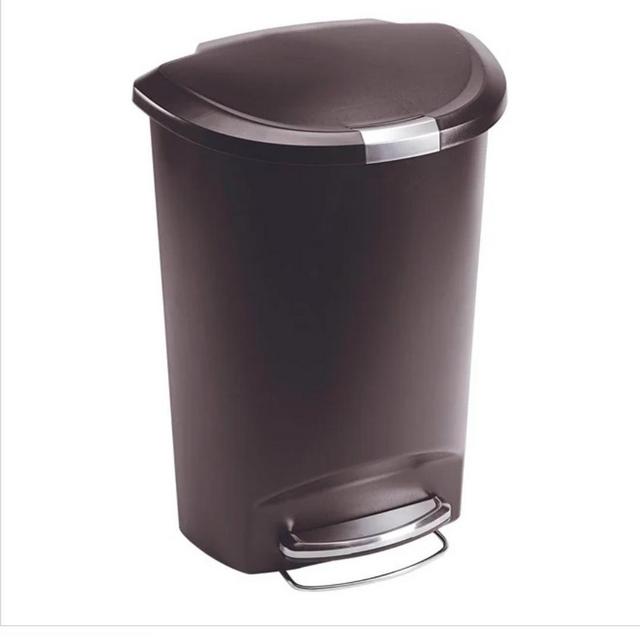 simplehuman CW1358 13 Gallon / 50 Liter Mocha Semi-Round Step-On Trash Can