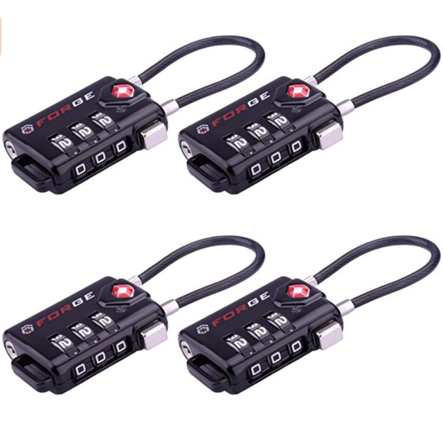 TSA Approved Cable Luggage Locks, Re-settable Combination with Alloy Body