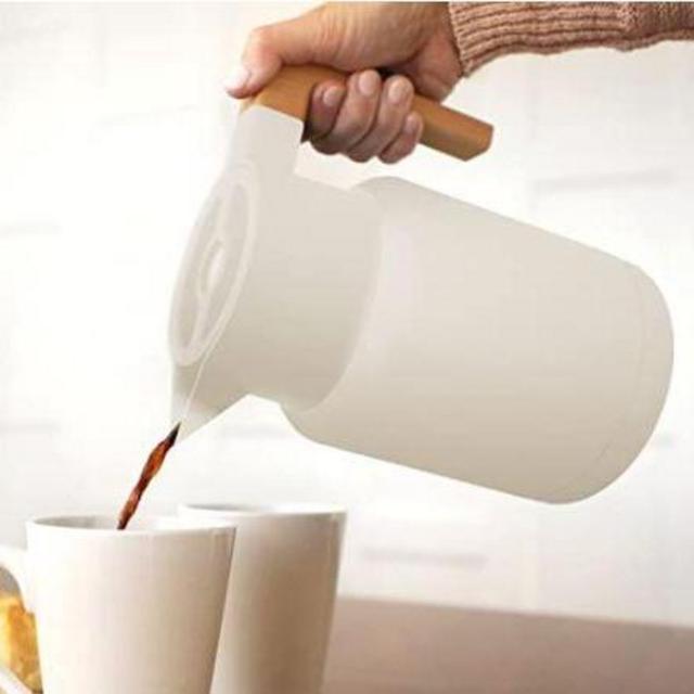 Large Thermal Coffee Carafe - Stainless Steel, Double Walled Thermal Pots For Coffee and Teas by Hastings Collective - Vacuum Carafes With Removable Tea Infuser and Strainer | 50 Oz. (White)