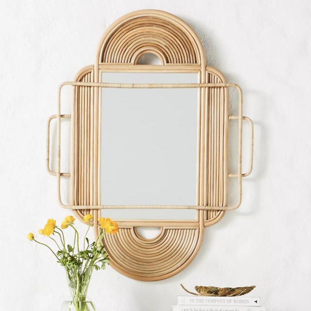 Sculpted Rattan Mirror (Neutral)
