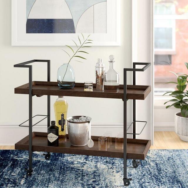 Emer Wooden Bar Cart - Dark Walnut