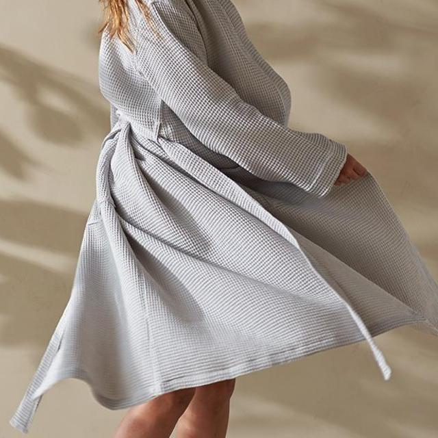 Unisex Waffle Robe (XS/S, Fog)