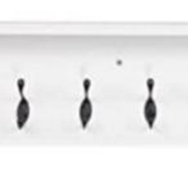 Solid Wood Entryway Organization Wall Mountable 30 Inch Coat Rack with 6 Hooks (White)