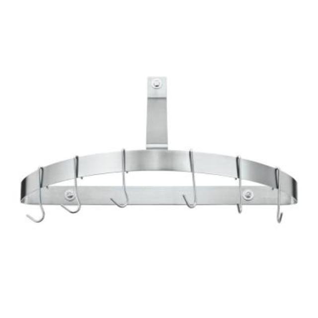 Half Circle Wall Pot Rack in Brushed Stainless