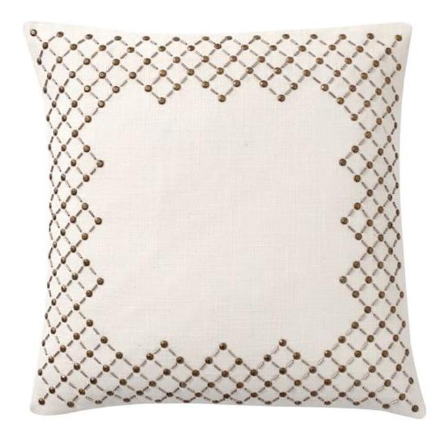 Embellished Mono Dec Pillow Cover, 18", Ivory