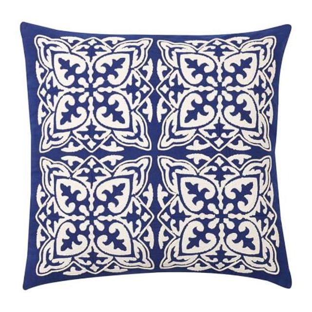 Silvia Embroidered Pillow Cover, 20", Twilight