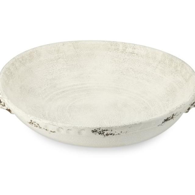 Rustic Italian Ceramic Serving Bowl, Ivory