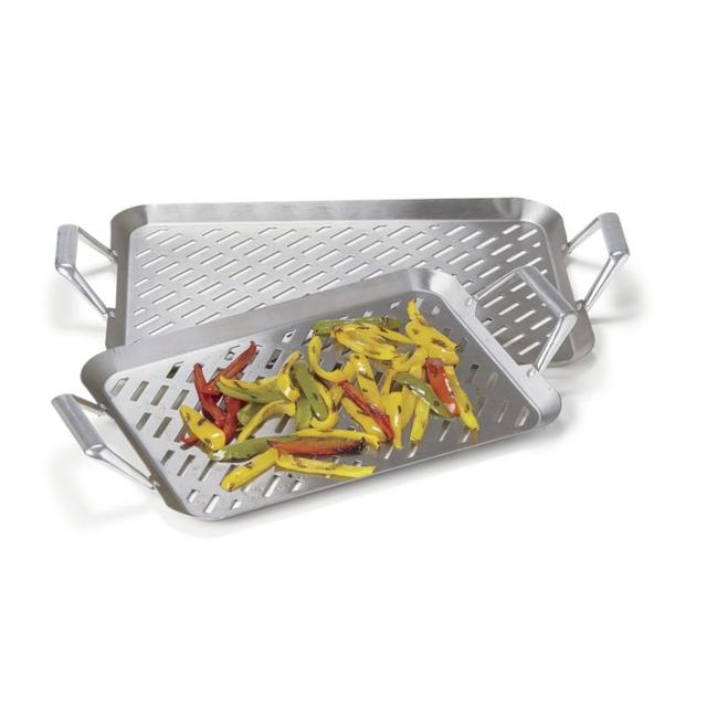 Crate & Barrel Stainless Steel Handled Grill Grids (Set of 2)