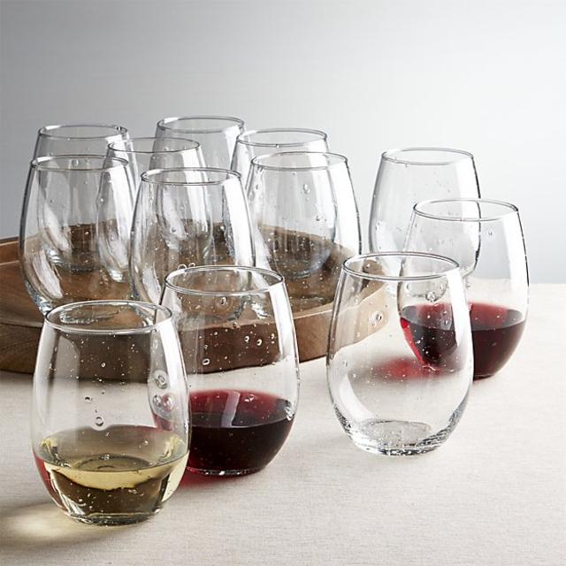 Crate & Barrel Set of 12 Flock Stemless Wine Glasses