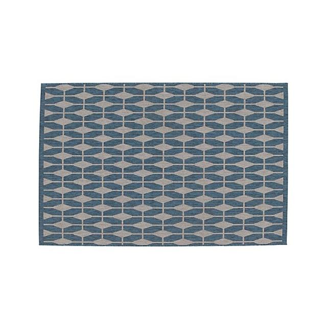 Crate and Barrel Aldo Blue Indoor-Outdoor 4'x6' Rug