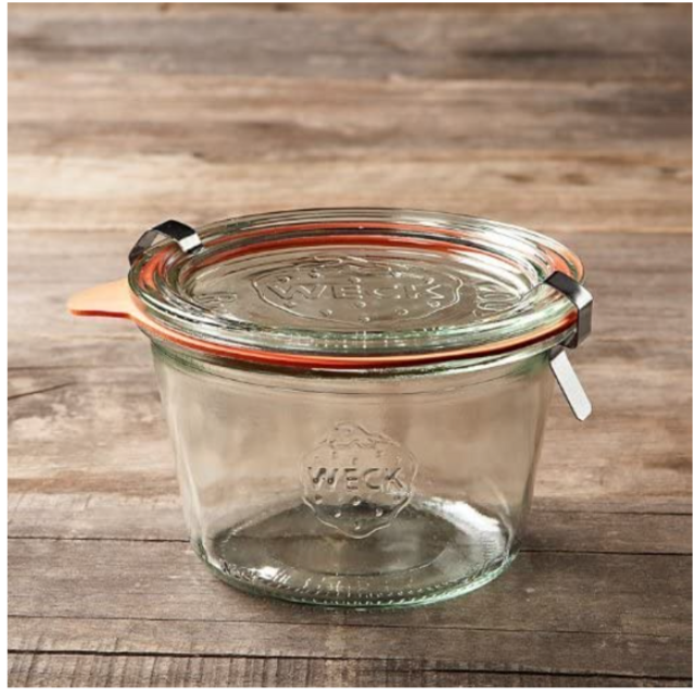 Weck 741 - 0.25 Liter Mold Jars with Lids - 6 Rings and 12 Clamps