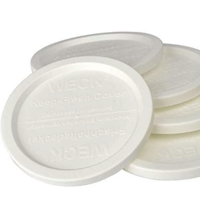 Weck Large JAR 5 Pack Keep Fresh Plastic LIDS, 5 Pack (Large = 4", 100mm Opening) Fits Models 738, 739, 740, 741, 742, 743, 744, 745, 748, 974