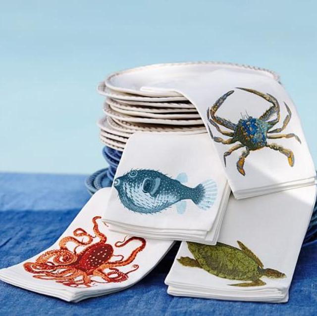 Playa Sea Life Napkins, Mixed Set of 4