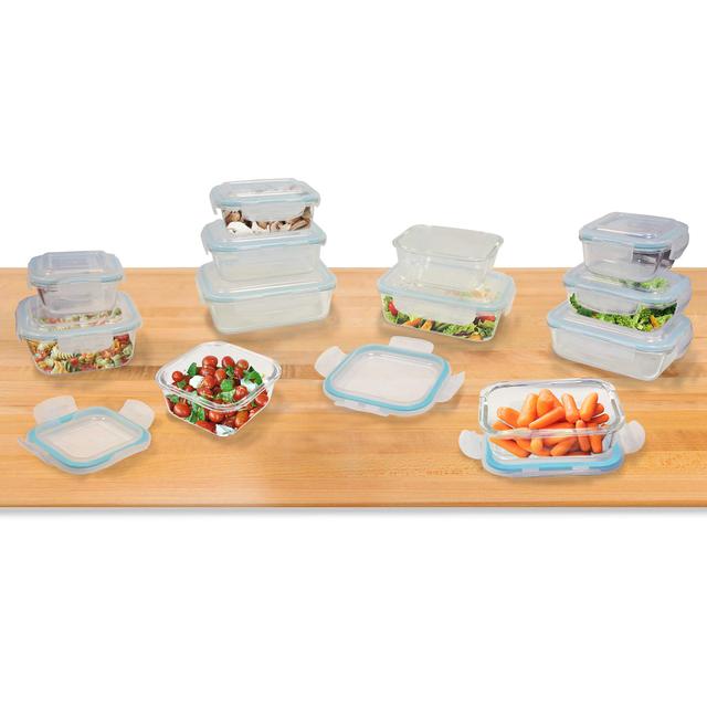 24-Piece Glass Food Storage Set with Easy Snap Lids