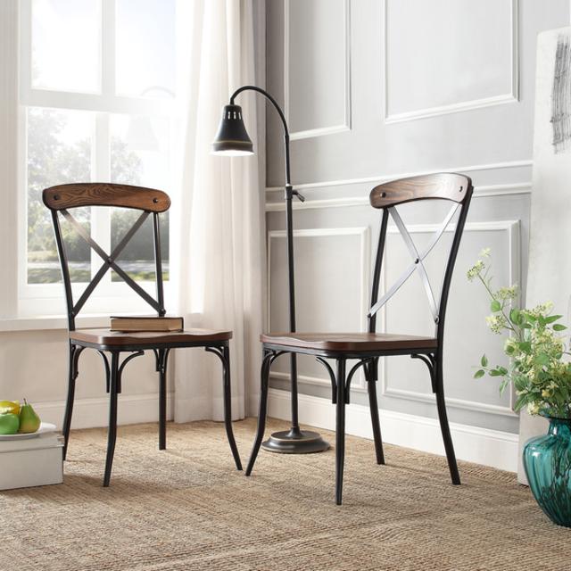 INSPIRE Q Nelson Industrial Modern Rustic Cross Back Dining Chair (Set of 2)