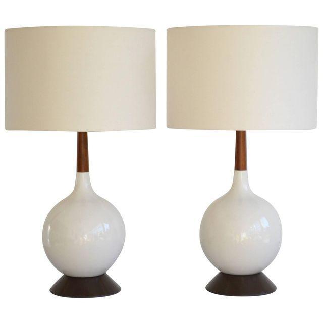 Blanc De Chine Long Neck Lamps - A Pair