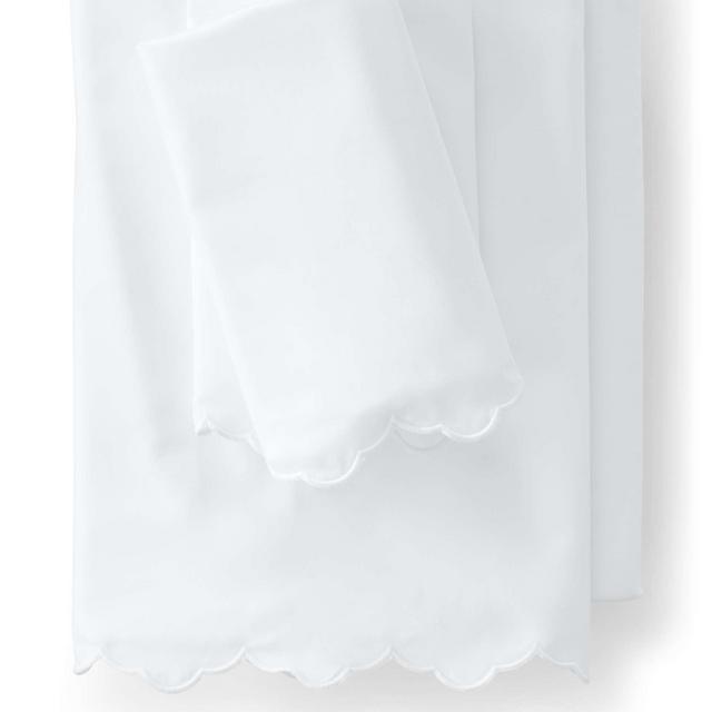 Supima Cotton No Iron Sateen Scallop Sheets - White on White - 400 Thread Count