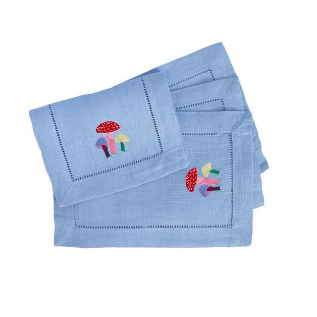 Magic Mushroom Cocktail Napkins in Blue - Set of 4