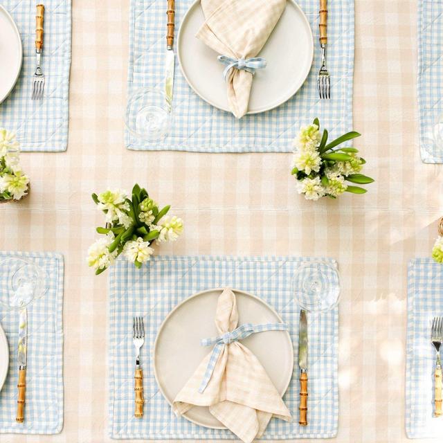 GINGHAM – Cream Tablecloth - Small