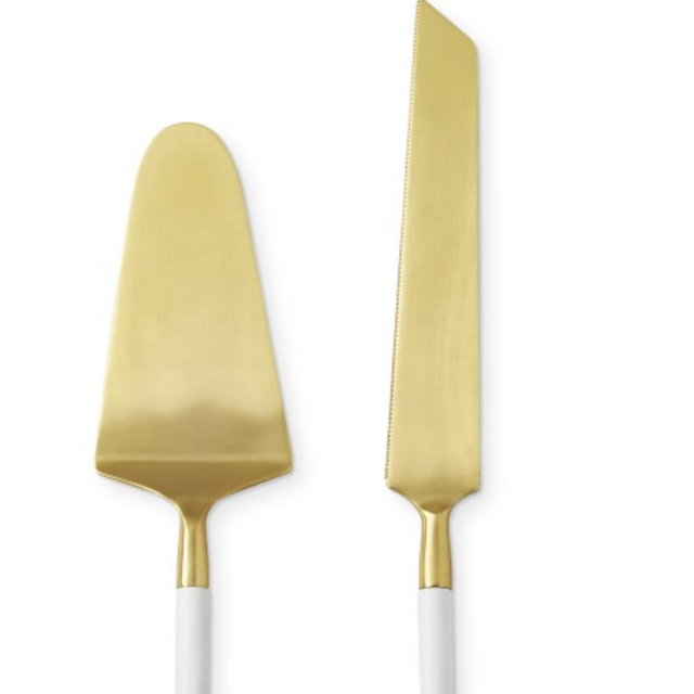 Gold and White Cake Serving Set