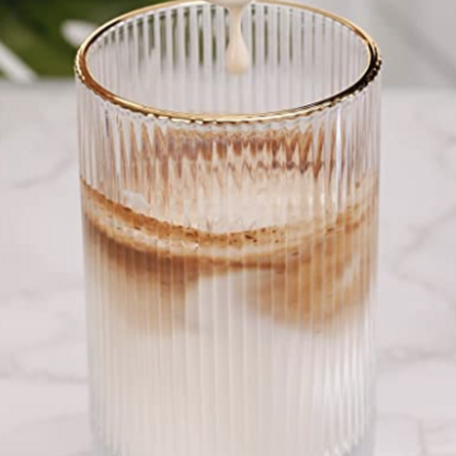 Ice Coffee Cups, Wine Ice Beer Cup Cocktail Glasses Drinkware, Origami Style Transparent Tea Set Heat Resistant Glassware,Glass Cup Coffee Mug