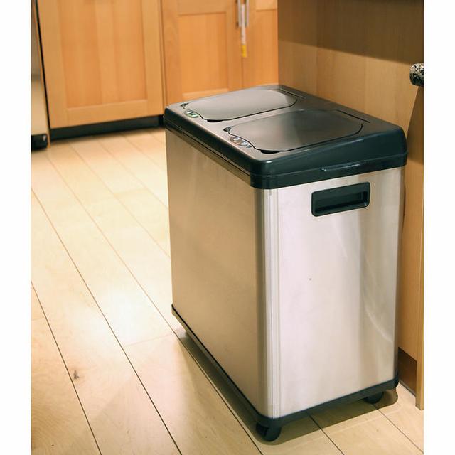 iTouchless Sensor Stainless Steel Recycle Trash Can 16-gallon