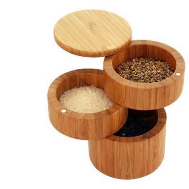 Totally Bamboo 3 Tiered Salt Box | knifemerchant.com