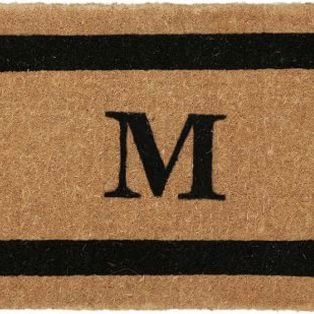 Monogrammed Doormat, 22 x 36", Black, "W"