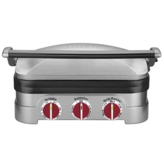 Cuisinart GR-4NR 5-in-1 Griddler, Silver, Red Dials