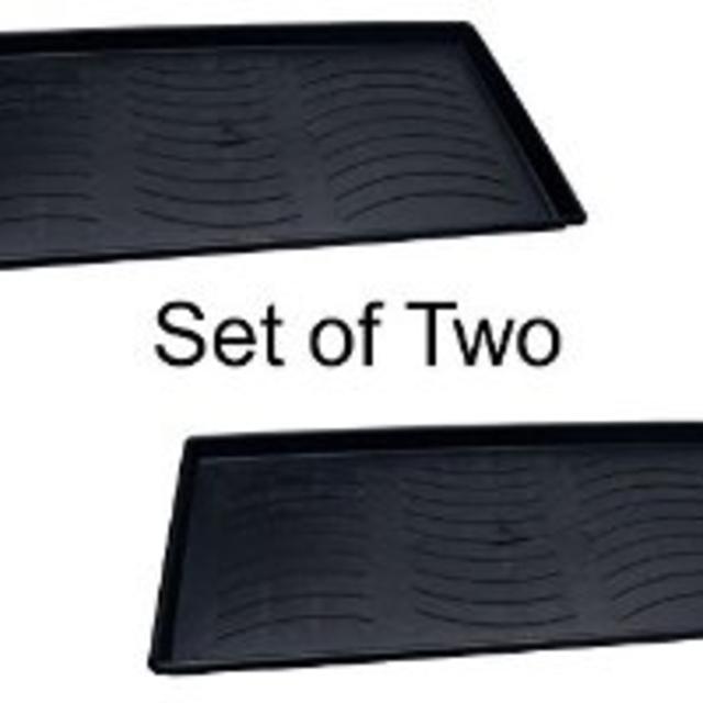 Multi-purpose Large PLASTIC Boot utility mudroom Plant & Pet Food Storage Tray 22" x 13" (Black - PACK OF TWO)