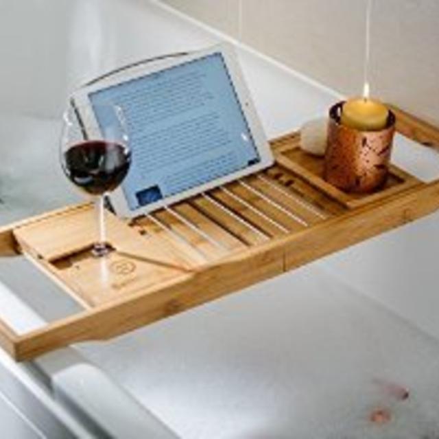 Bathforia Bathtub Caddy: Bamboo Bathtub Caddy Puts The Relaxation Back In Bath Time - Bathtub Tray - Store All Bathtub Accessories - Bathtub Caddy With Book Holder - Luxury Bath Products - Guaranteed