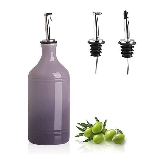 Ceramic Olive Oil Dispenser Bottle,Opaque Oil, 15.5 Fl Oz (Gradient Purple)