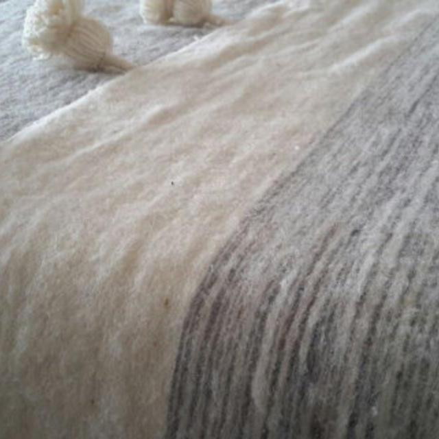 118 "X78" Moroccan Wool Blankets woven by hand with pom poms / moroccan wool throw