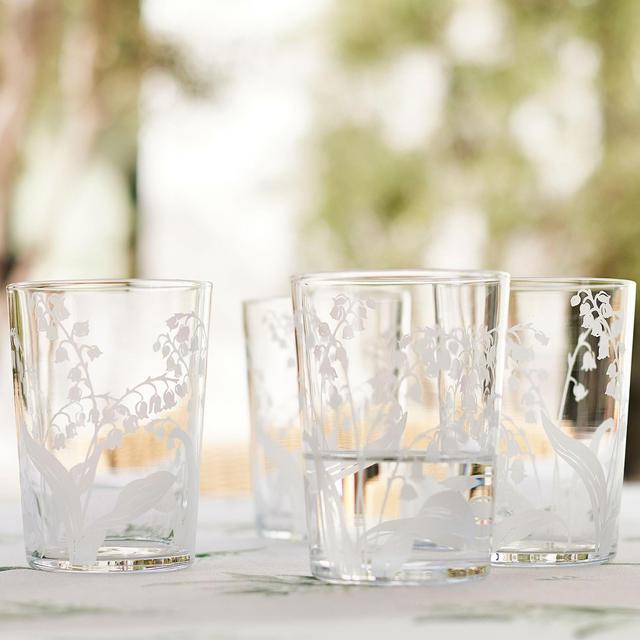 Monique Lhuillier Lily of the Valley Glass Tumblers - Set of 4