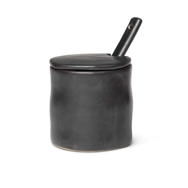 Sugar Jar With Spoon in Black