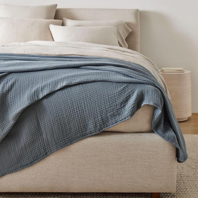 West Elm Cotton Blanket, King/Ocean