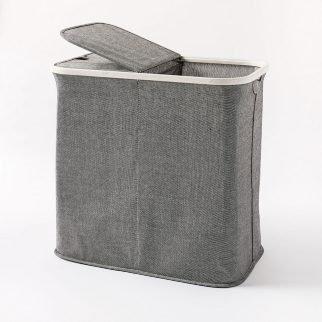 West Elm Bamboo Storage Hamper, Gray