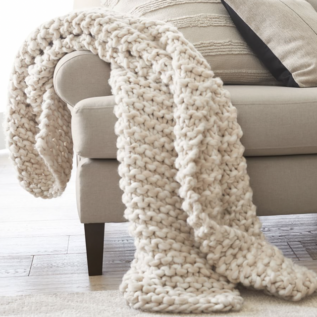 Chunky Handknit Throw Blanket