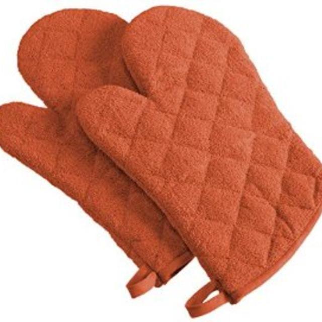 DII 100% Cotton, Machine Washable, Heat Resistant, Everyday Kitchen Basic, Terry Oven Mitt, 7 x 13", Set of 2, Spice
