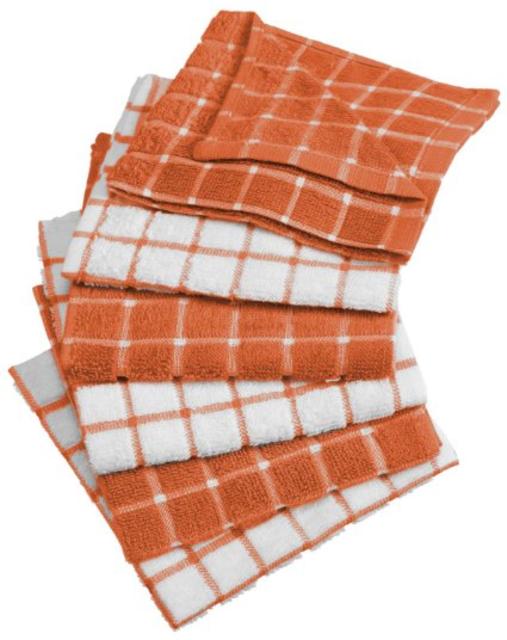 DII 100% Cotton, Machine Washable, Basic Everyday Kitchen Dish Cloth, Windowpane Design, 12 x 12" Set of 6- Spice